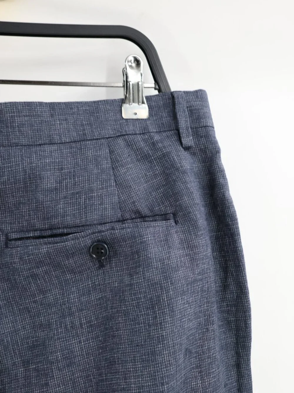 Zara Pants Men 34 36x32 Sartorial Tapered Leg Linen Blend Flat Front Blue preppy